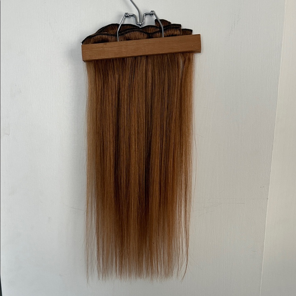 20” 100% Human Hair Copper Clip-In Extensions Straight Smooth Full Set 7 pcs - Picture 2 of 7